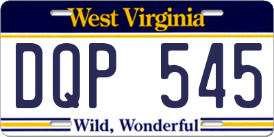 WV license plate DQP545