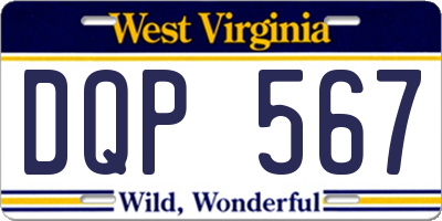 WV license plate DQP567