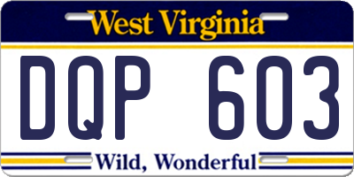 WV license plate DQP603