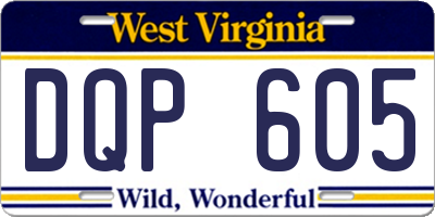 WV license plate DQP605