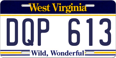 WV license plate DQP613