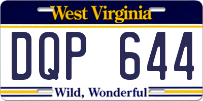 WV license plate DQP644