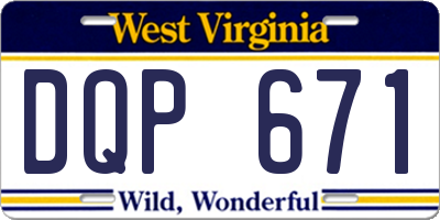 WV license plate DQP671