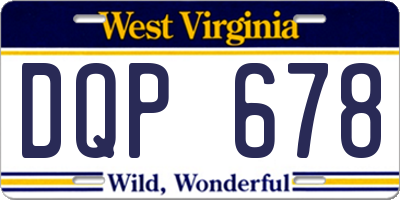 WV license plate DQP678