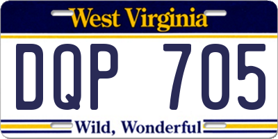 WV license plate DQP705