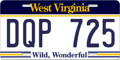 WV license plate DQP725
