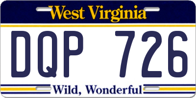 WV license plate DQP726