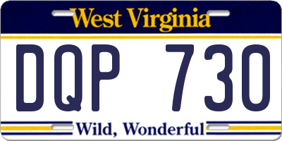 WV license plate DQP730