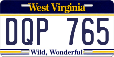WV license plate DQP765