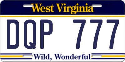 WV license plate DQP777