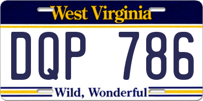 WV license plate DQP786