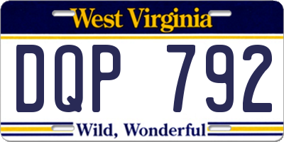 WV license plate DQP792