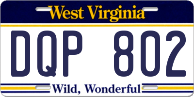WV license plate DQP802