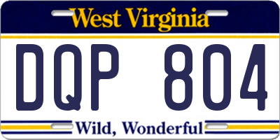WV license plate DQP804