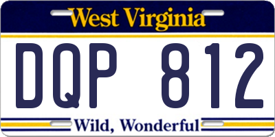 WV license plate DQP812