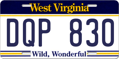 WV license plate DQP830