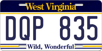 WV license plate DQP835