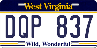 WV license plate DQP837