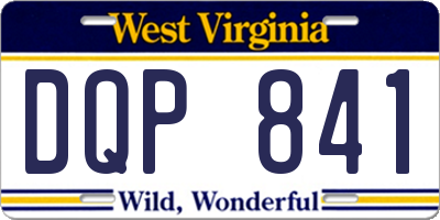 WV license plate DQP841