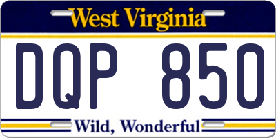 WV license plate DQP850