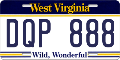 WV license plate DQP888