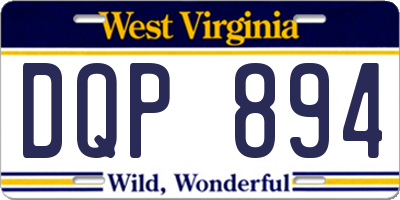 WV license plate DQP894