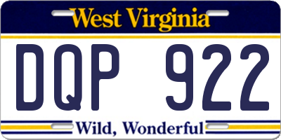WV license plate DQP922