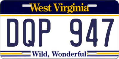 WV license plate DQP947