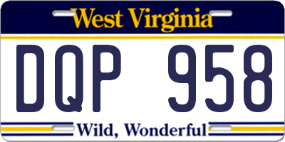 WV license plate DQP958