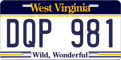 WV license plate DQP981