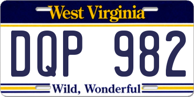 WV license plate DQP982
