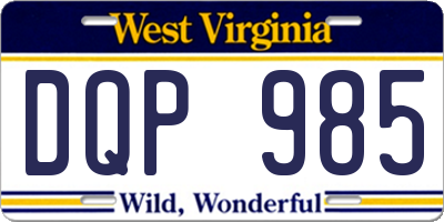 WV license plate DQP985