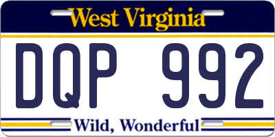 WV license plate DQP992