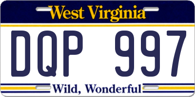 WV license plate DQP997
