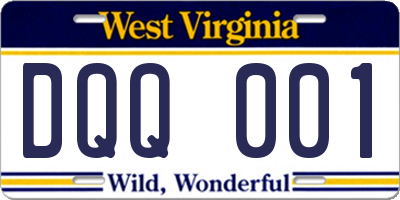 WV license plate DQQ001
