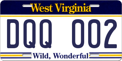 WV license plate DQQ002