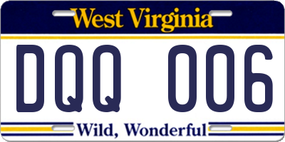 WV license plate DQQ006