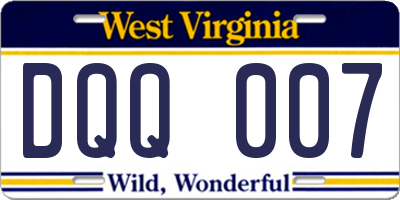WV license plate DQQ007