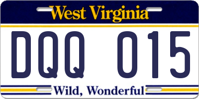 WV license plate DQQ015