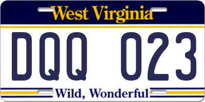 WV license plate DQQ023