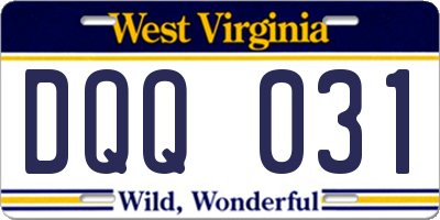 WV license plate DQQ031