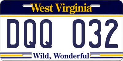 WV license plate DQQ032