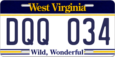 WV license plate DQQ034