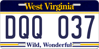 WV license plate DQQ037