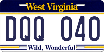 WV license plate DQQ040