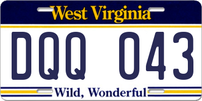WV license plate DQQ043
