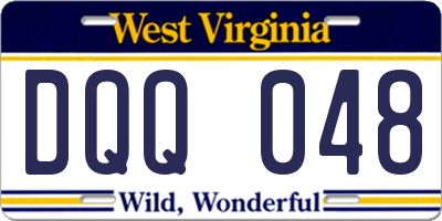 WV license plate DQQ048