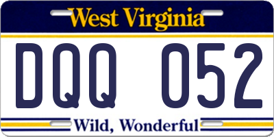 WV license plate DQQ052