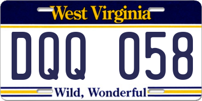 WV license plate DQQ058