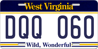 WV license plate DQQ060